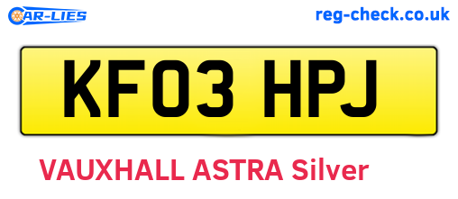 KF03HPJ are the vehicle registration plates.
