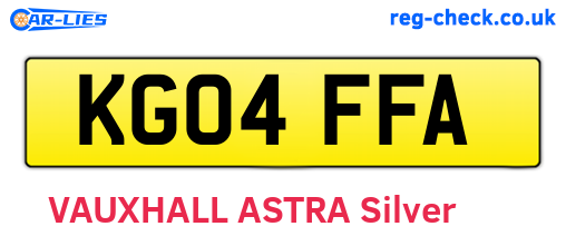 KG04FFA are the vehicle registration plates.