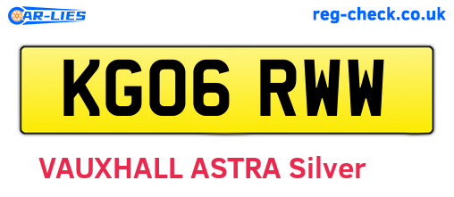 KG06RWW are the vehicle registration plates.