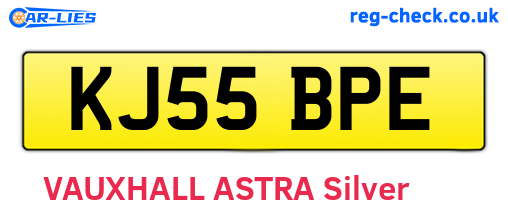 KJ55BPE are the vehicle registration plates.