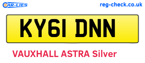 KY61DNN are the vehicle registration plates.