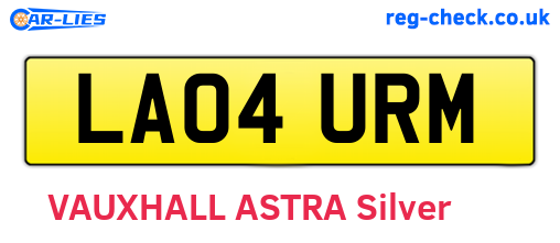 LA04URM are the vehicle registration plates.