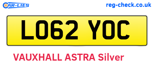 LO62YOC are the vehicle registration plates.