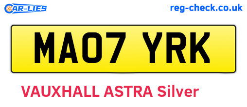 MA07YRK are the vehicle registration plates.