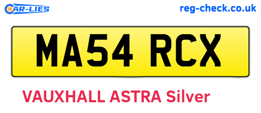 MA54RCX are the vehicle registration plates.