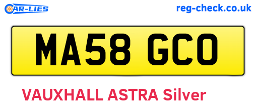 MA58GCO are the vehicle registration plates.