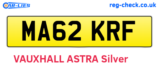 MA62KRF are the vehicle registration plates.