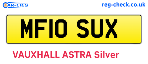 MF10SUX are the vehicle registration plates.