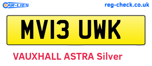 MV13UWK are the vehicle registration plates.