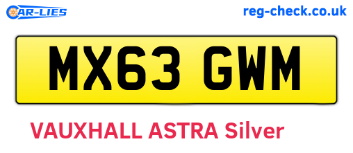 MX63GWM are the vehicle registration plates.