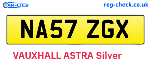 NA57ZGX are the vehicle registration plates.