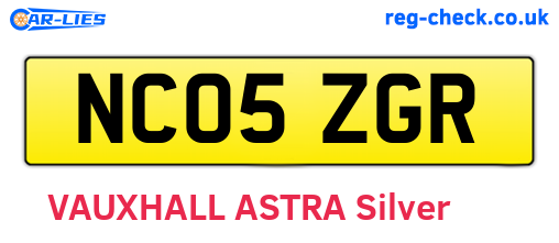 NC05ZGR are the vehicle registration plates.