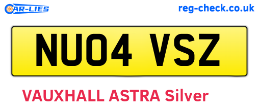 NU04VSZ are the vehicle registration plates.