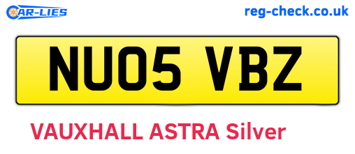 NU05VBZ are the vehicle registration plates.