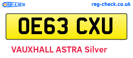 OE63CXU are the vehicle registration plates.