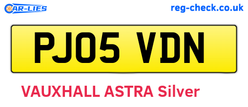 PJ05VDN are the vehicle registration plates.