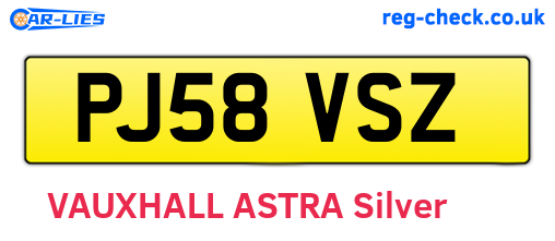 PJ58VSZ are the vehicle registration plates.