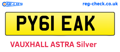 PY61EAK are the vehicle registration plates.