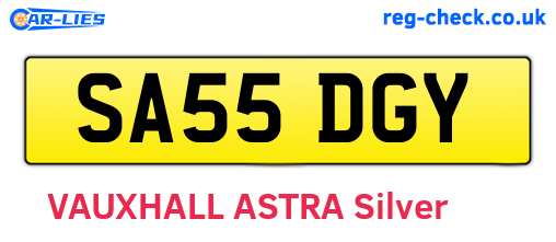 SA55DGY are the vehicle registration plates.