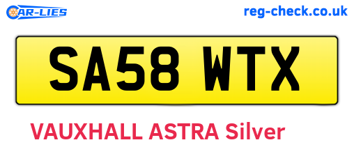 SA58WTX are the vehicle registration plates.