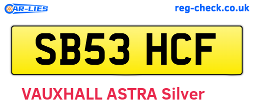 SB53HCF are the vehicle registration plates.