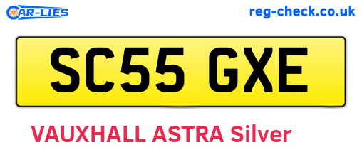SC55GXE are the vehicle registration plates.