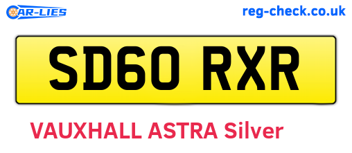 SD60RXR are the vehicle registration plates.