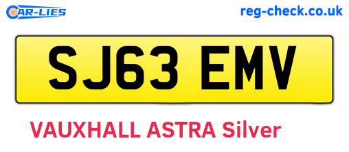 SJ63EMV are the vehicle registration plates.