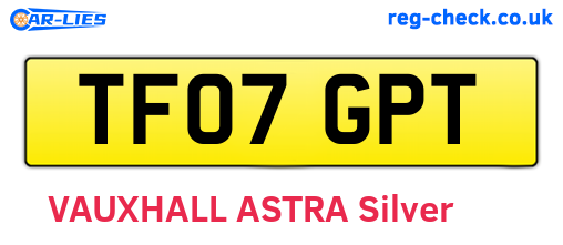 TF07GPT are the vehicle registration plates.