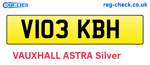 V103KBH are the vehicle registration plates.