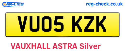 VU05KZK are the vehicle registration plates.