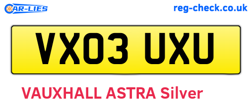 VX03UXU are the vehicle registration plates.