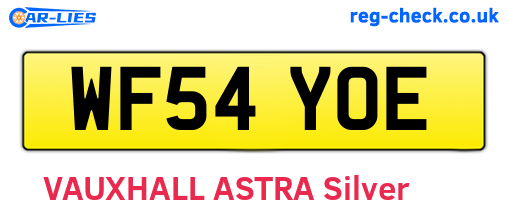 WF54YOE are the vehicle registration plates.