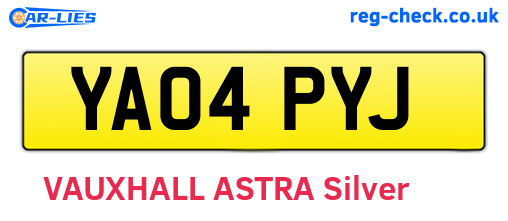 YA04PYJ are the vehicle registration plates.