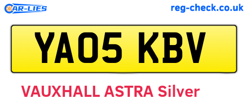YA05KBV are the vehicle registration plates.