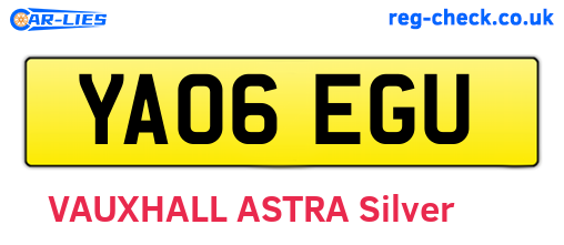 YA06EGU are the vehicle registration plates.