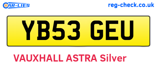 YB53GEU are the vehicle registration plates.