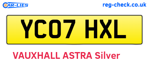 YC07HXL are the vehicle registration plates.
