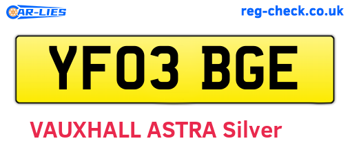 YF03BGE are the vehicle registration plates.