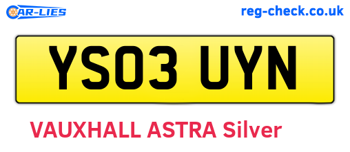 YS03UYN are the vehicle registration plates.