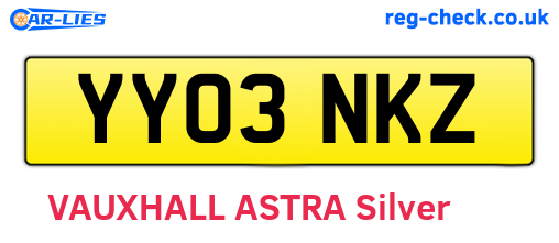 YY03NKZ are the vehicle registration plates.