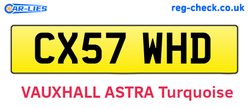 CX57WHD are the vehicle registration plates.