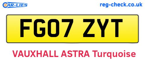 FG07ZYT are the vehicle registration plates.