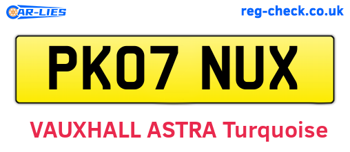 PK07NUX are the vehicle registration plates.