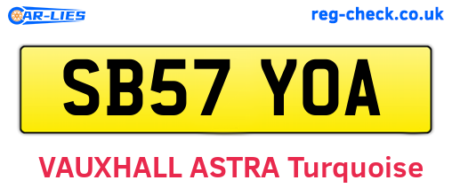SB57YOA are the vehicle registration plates.