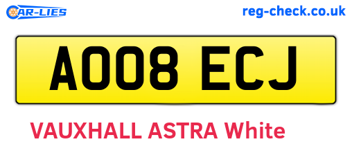 AO08ECJ are the vehicle registration plates.