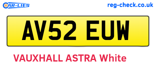 AV52EUW are the vehicle registration plates.