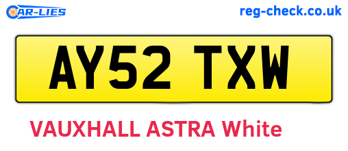 AY52TXW are the vehicle registration plates.