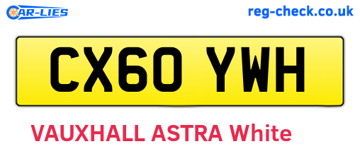 CX60YWH are the vehicle registration plates.