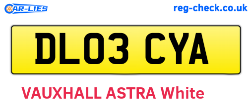 DL03CYA are the vehicle registration plates.